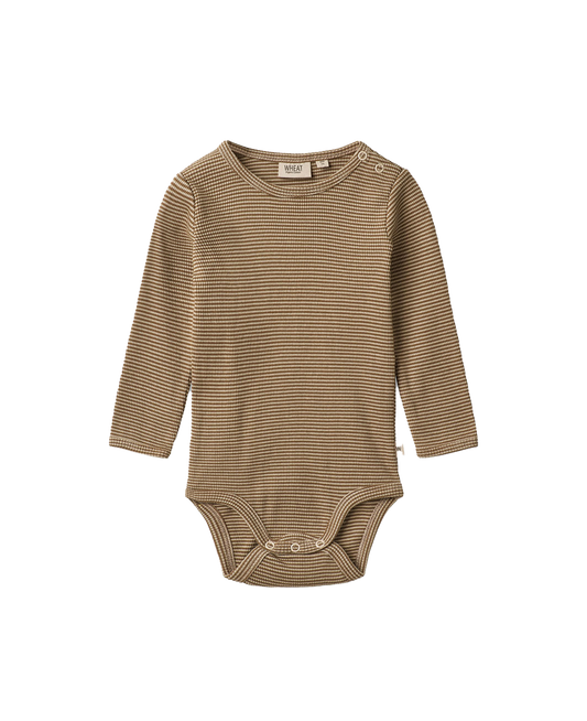 BODYSUIT WHEAT BEIGE RIB STRIPE